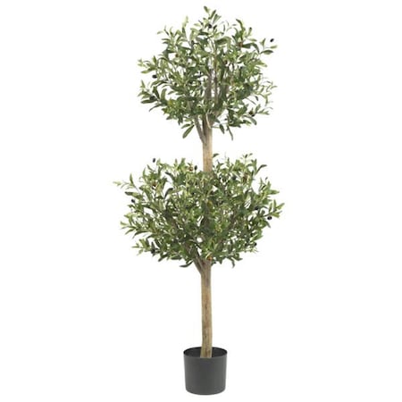 Nearly Natural 4.5 ft. Olive Double Topiary Silk Tree 5309